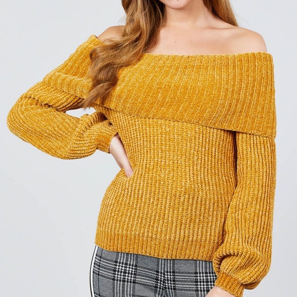 🌸Off The Shoulder Chenille Sweater - Picture 3 of 5